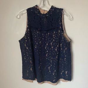 Carolina Belle Blue Floral Lace Tank